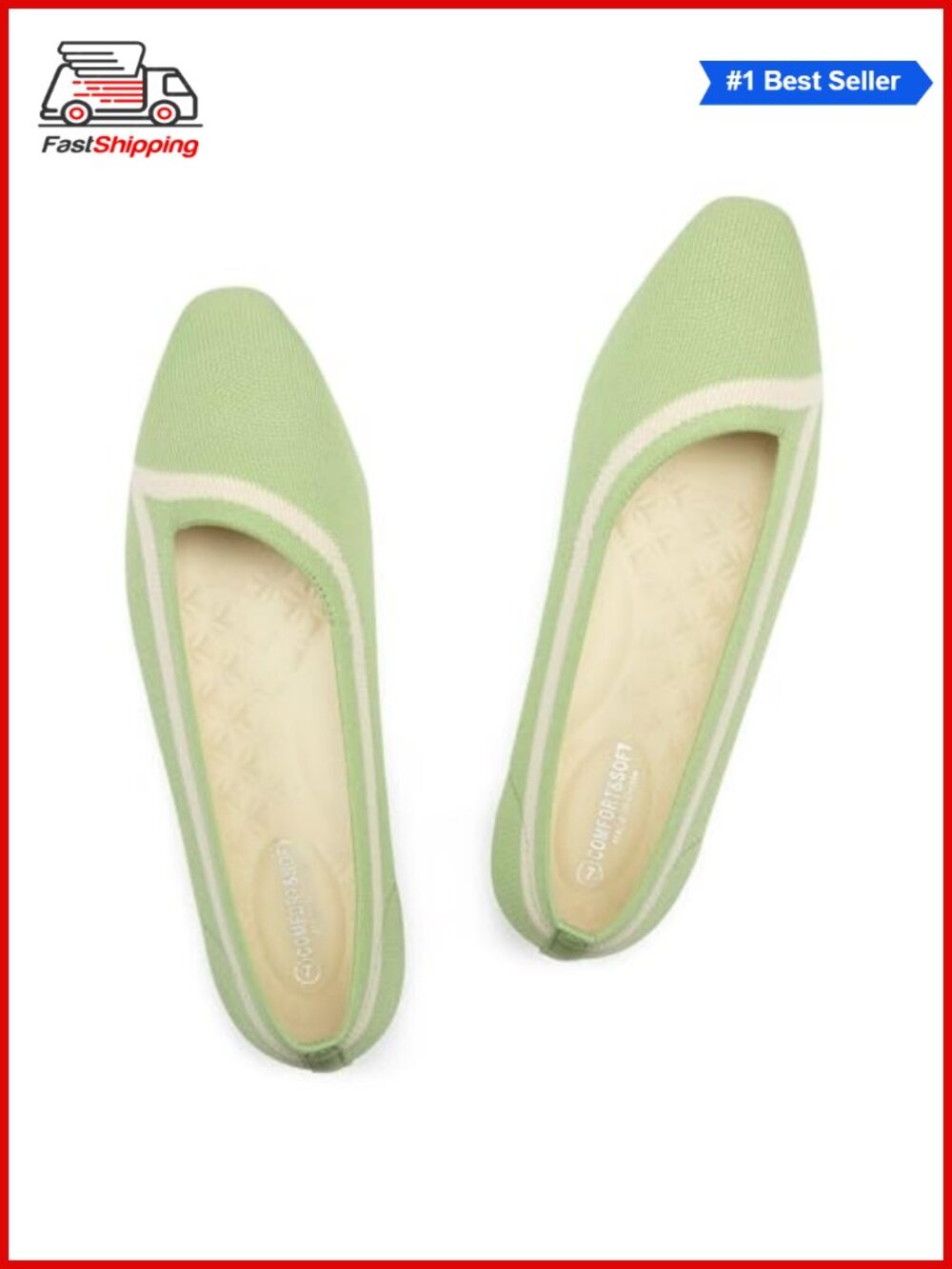 Womens Square Toe Knitted Flats Washable Comfortable Slip-On Daily Wear Shoes